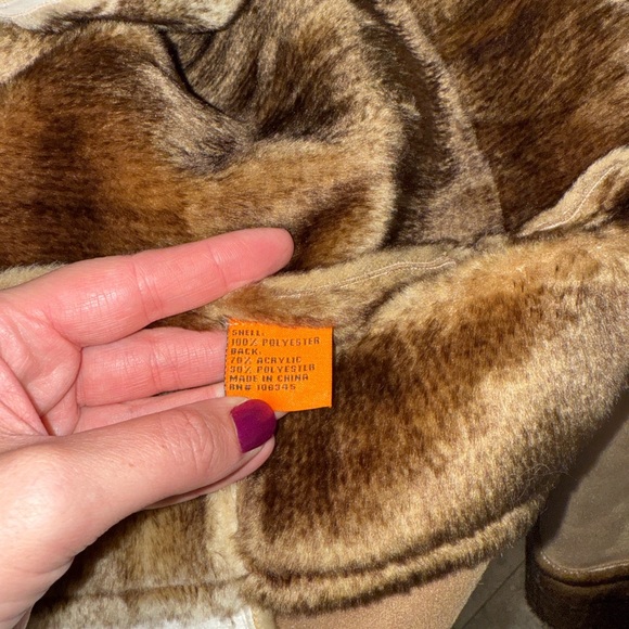 Royal Prestige Unisex Faux Suede Pimp Coat Patchwork Long Coat in Brown Cream - Picture 11 of 11